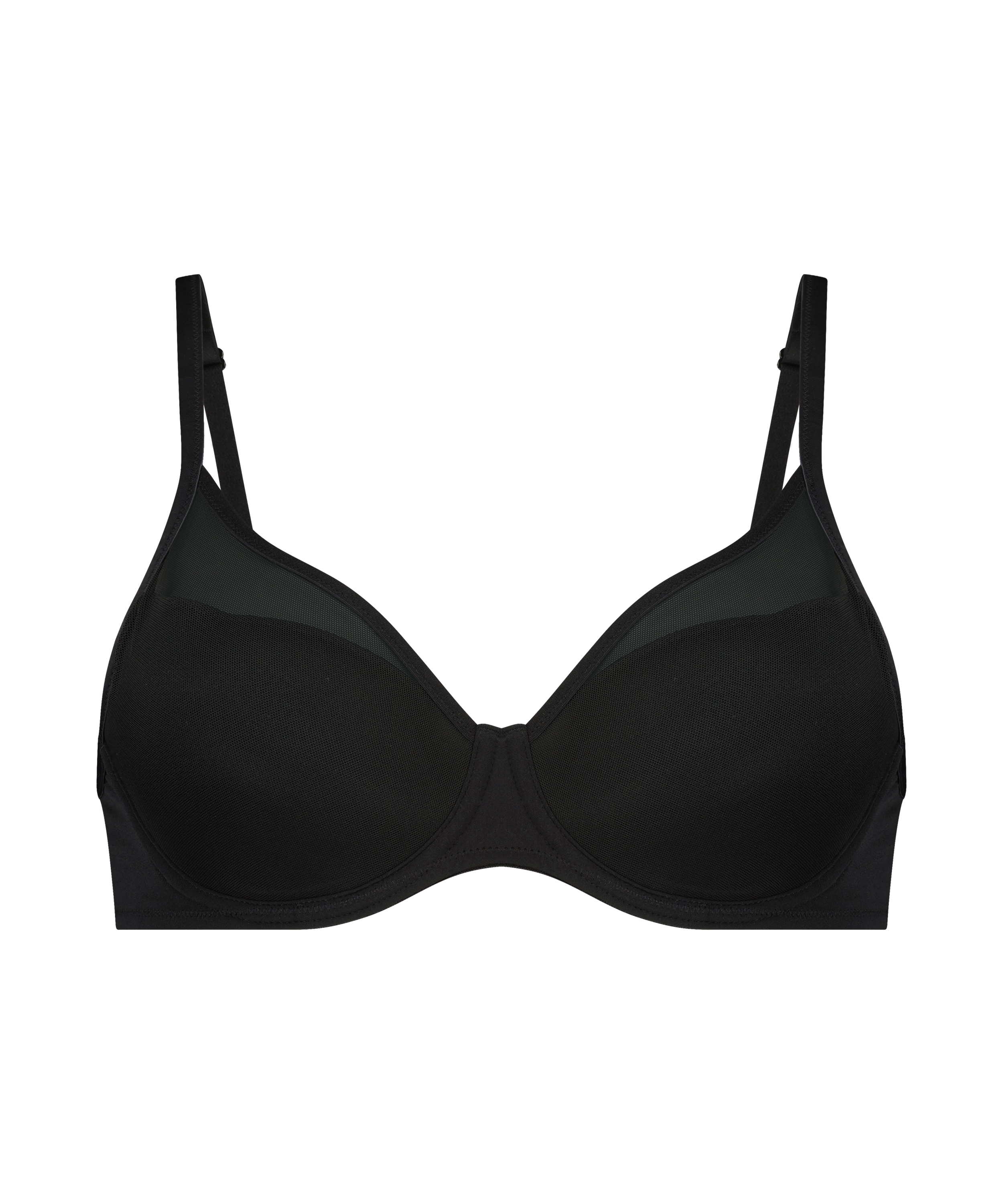 Mesh Padded underwired bra, Black, main
