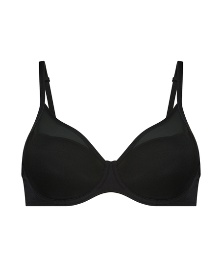 Mesh Padded underwired bra, Black