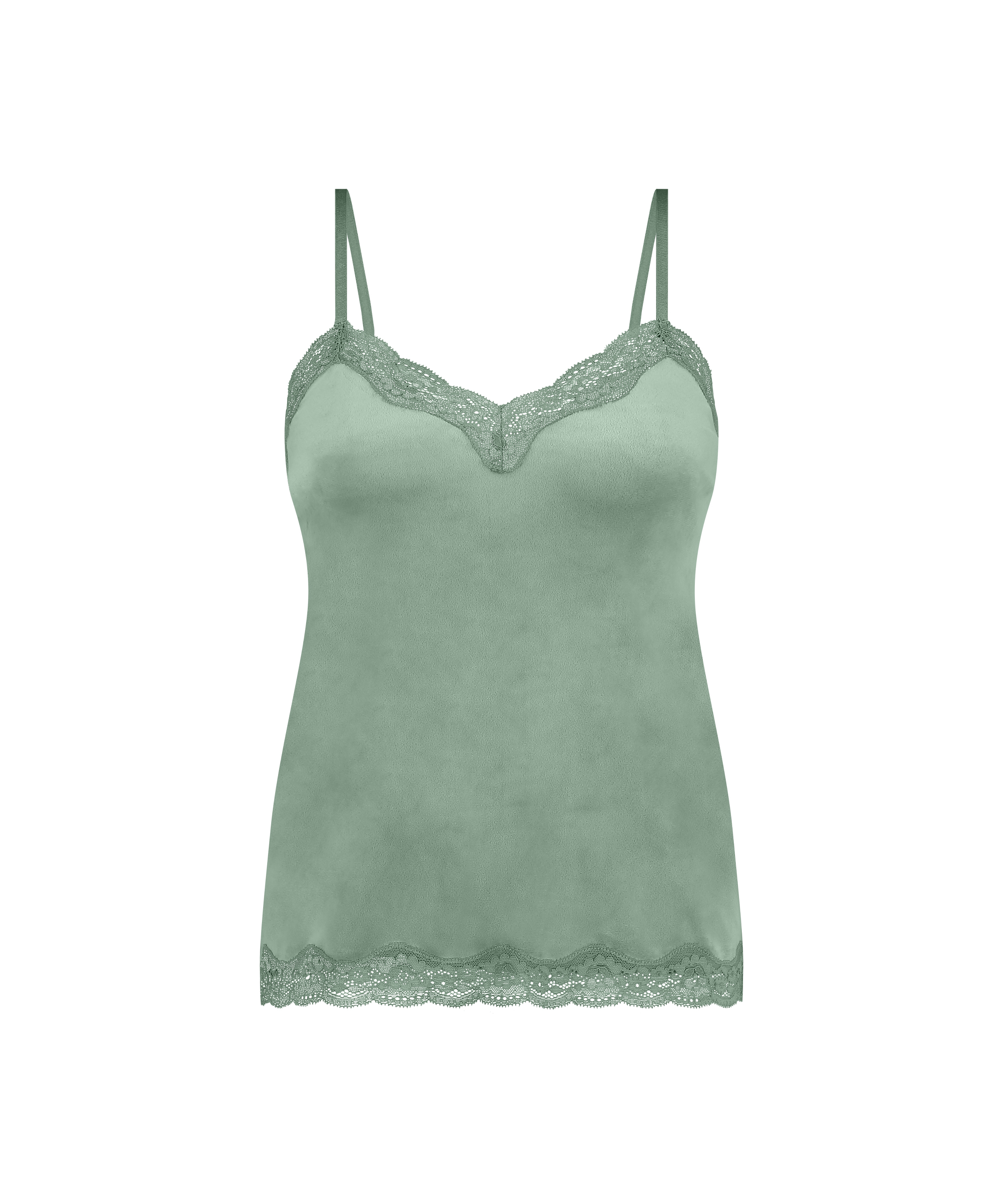 Velours Lace Cami Top, Green, main