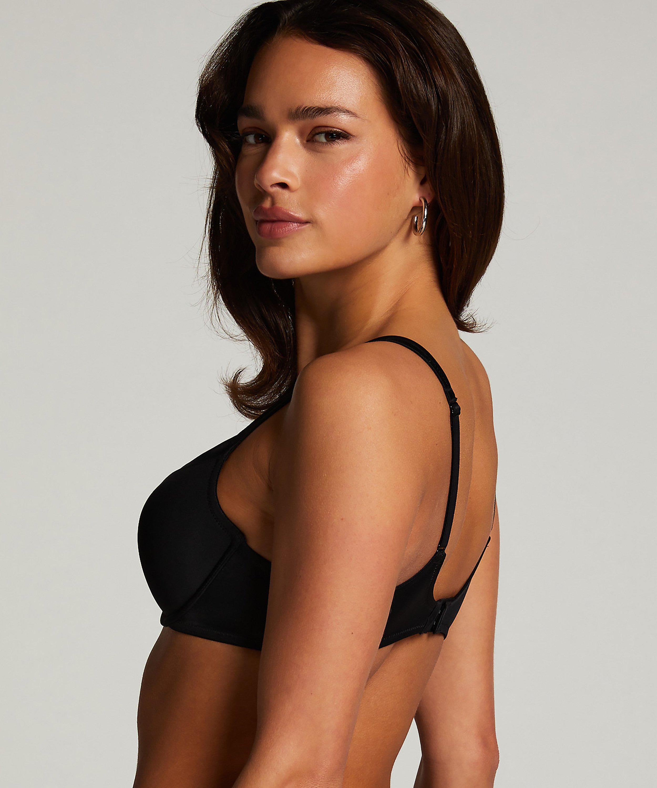 Padded Underwired Bra Satin Fleece, Black, main