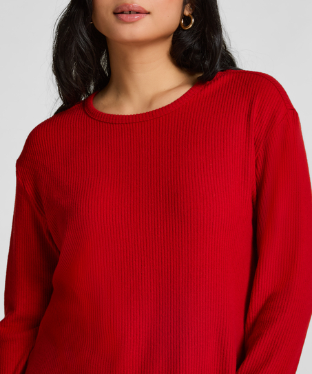 Jersey Long-Sleeved Pyjama Top, Red