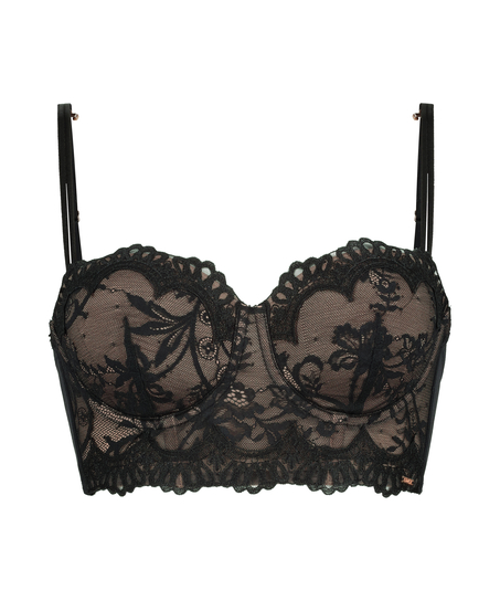 Helena Padded Underwired Longline Bra, Black