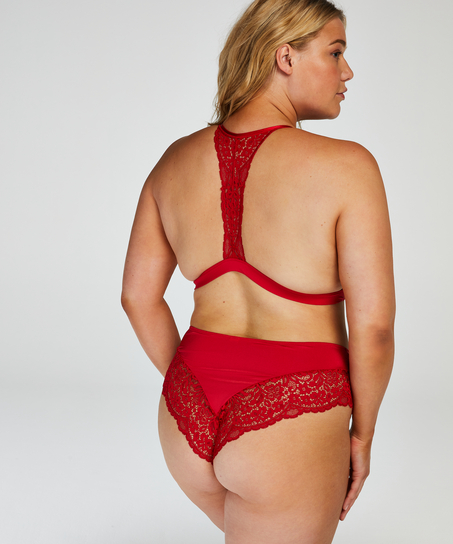 Rose Padded Triangle Bralette, Red