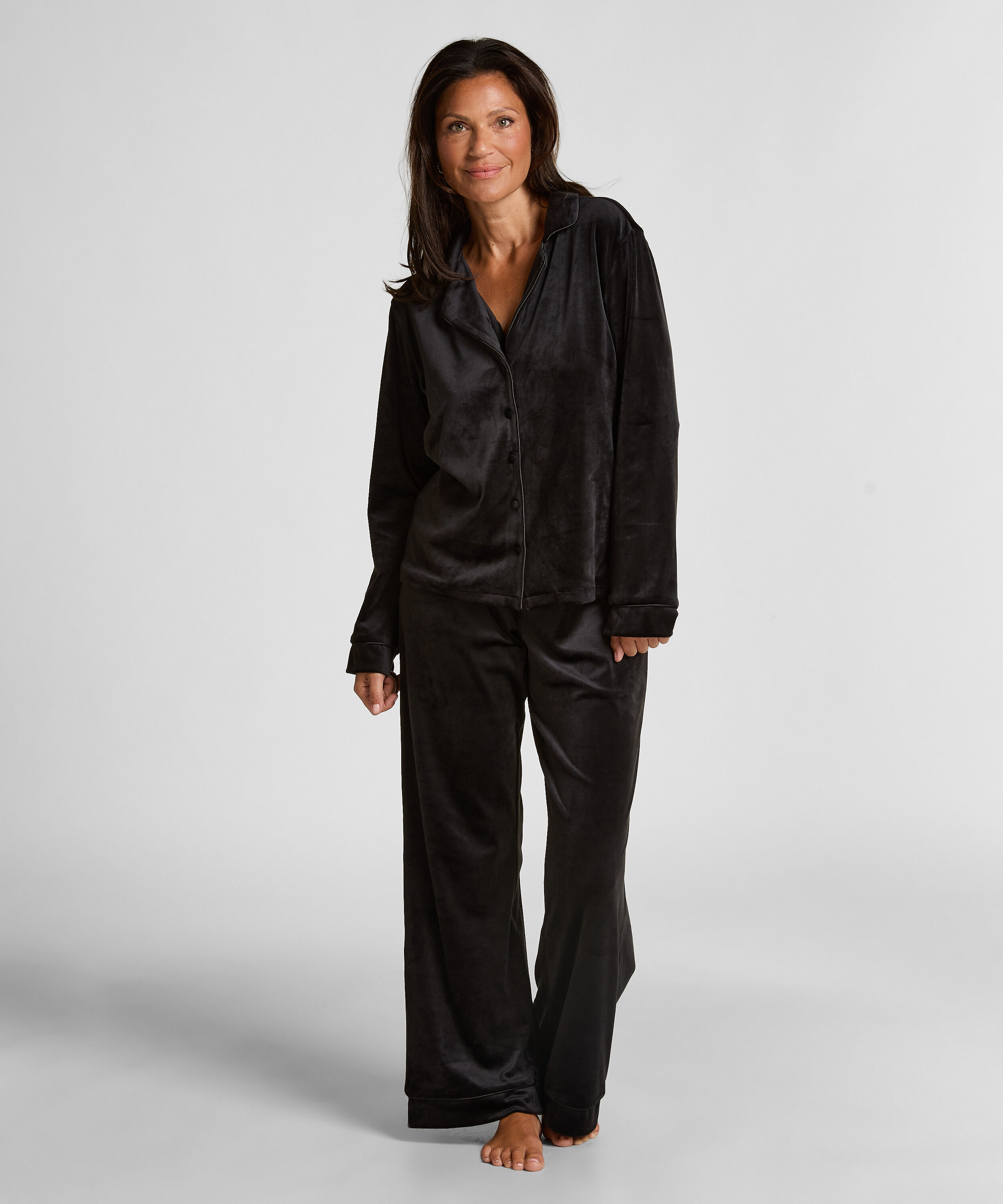 Velours Long-Sleeved Jacket, Black