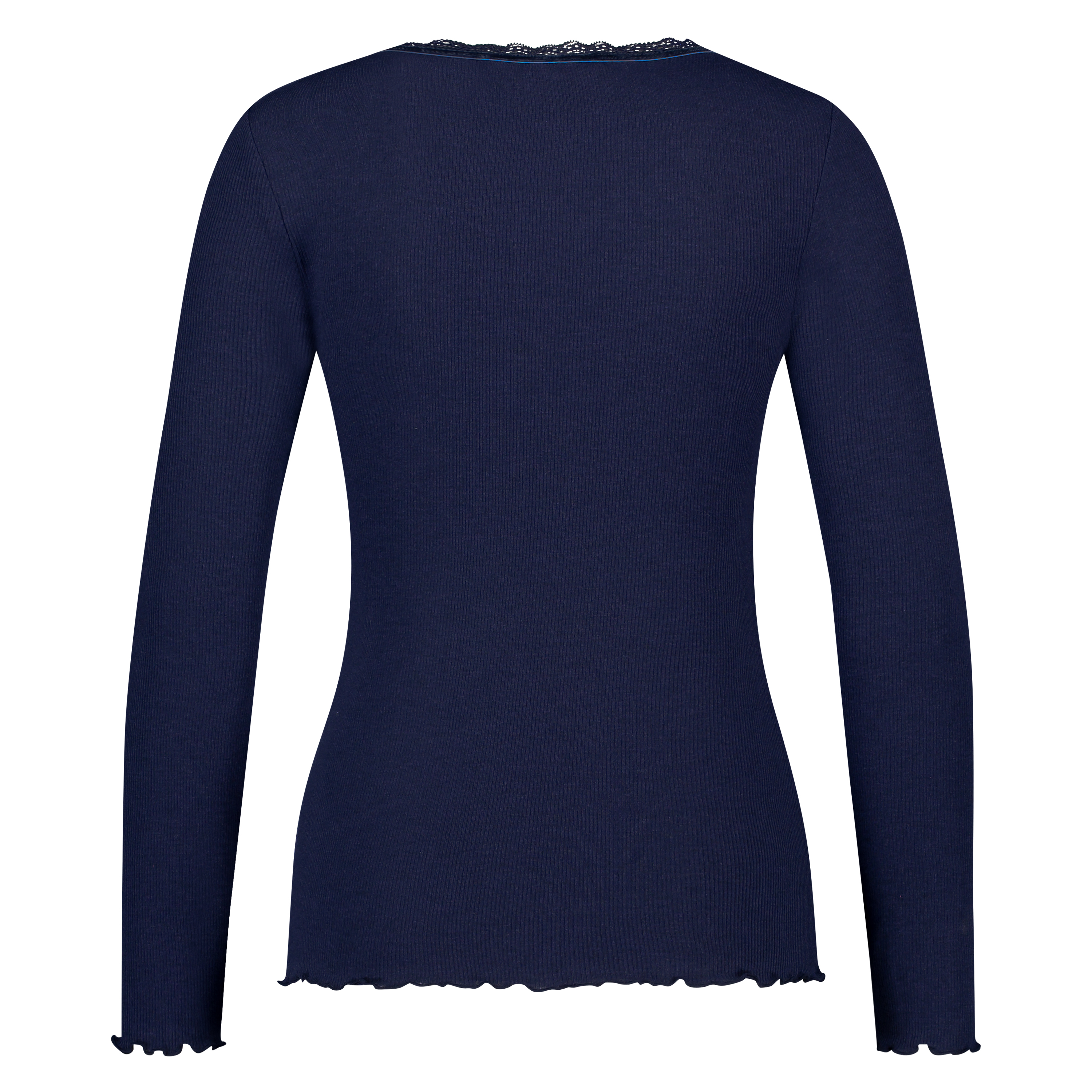 LS ribbed top R-neck, Blue, main