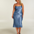 Satin Midi Dress, Blue