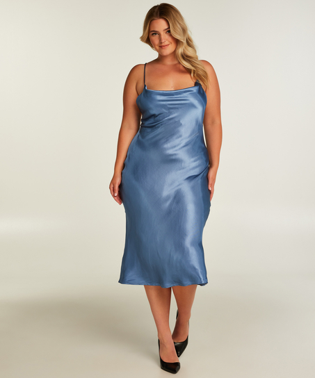 Satin Midi Dress, Blue