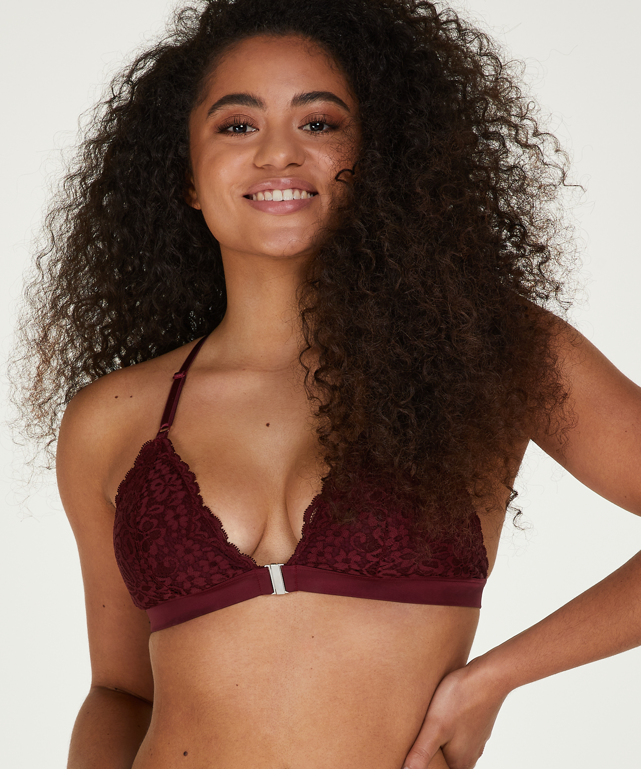 Rose Padded Triangle Bralette, Red, main