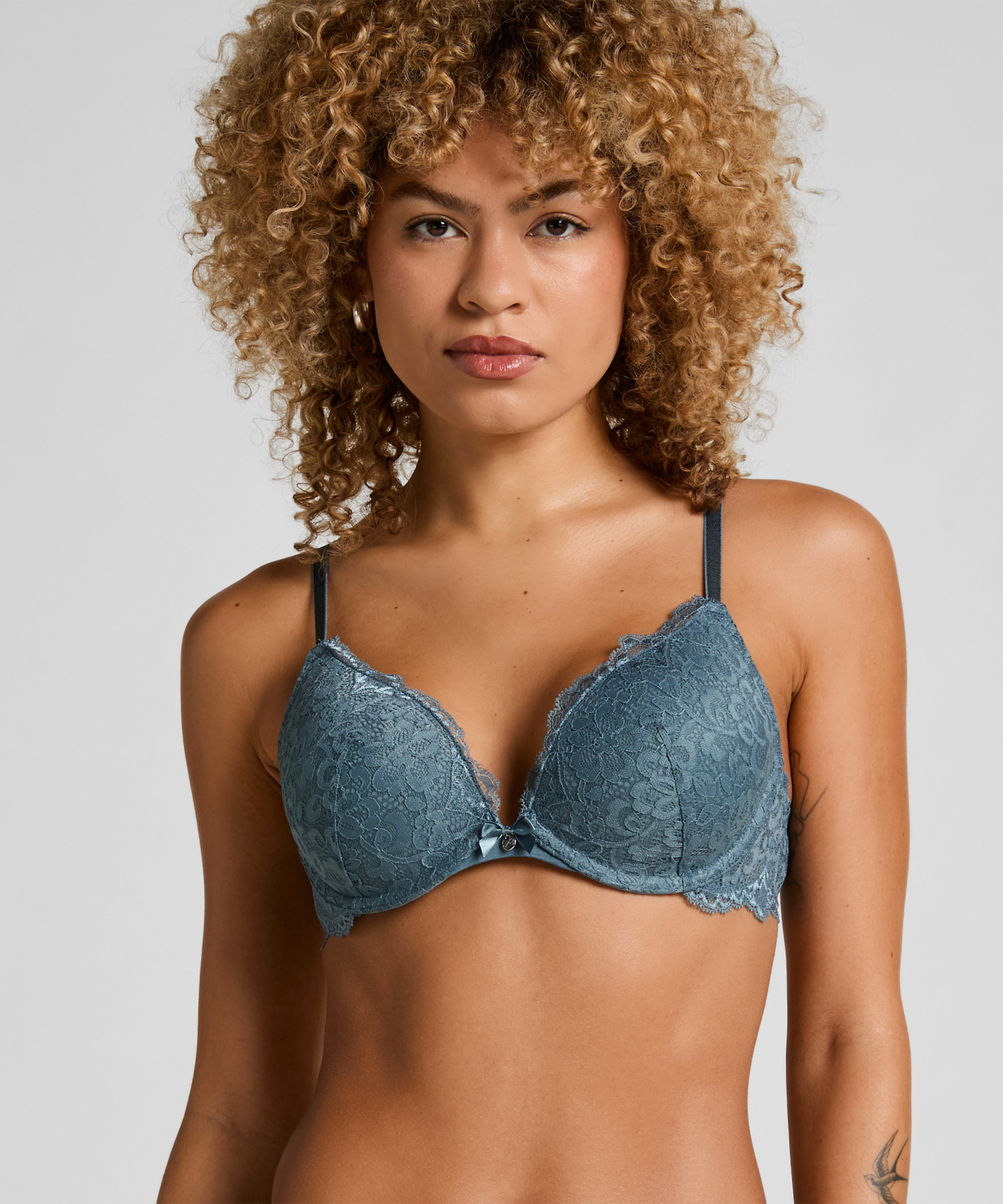 Marine Padded Underwired Push-Up Bra, Blue, main