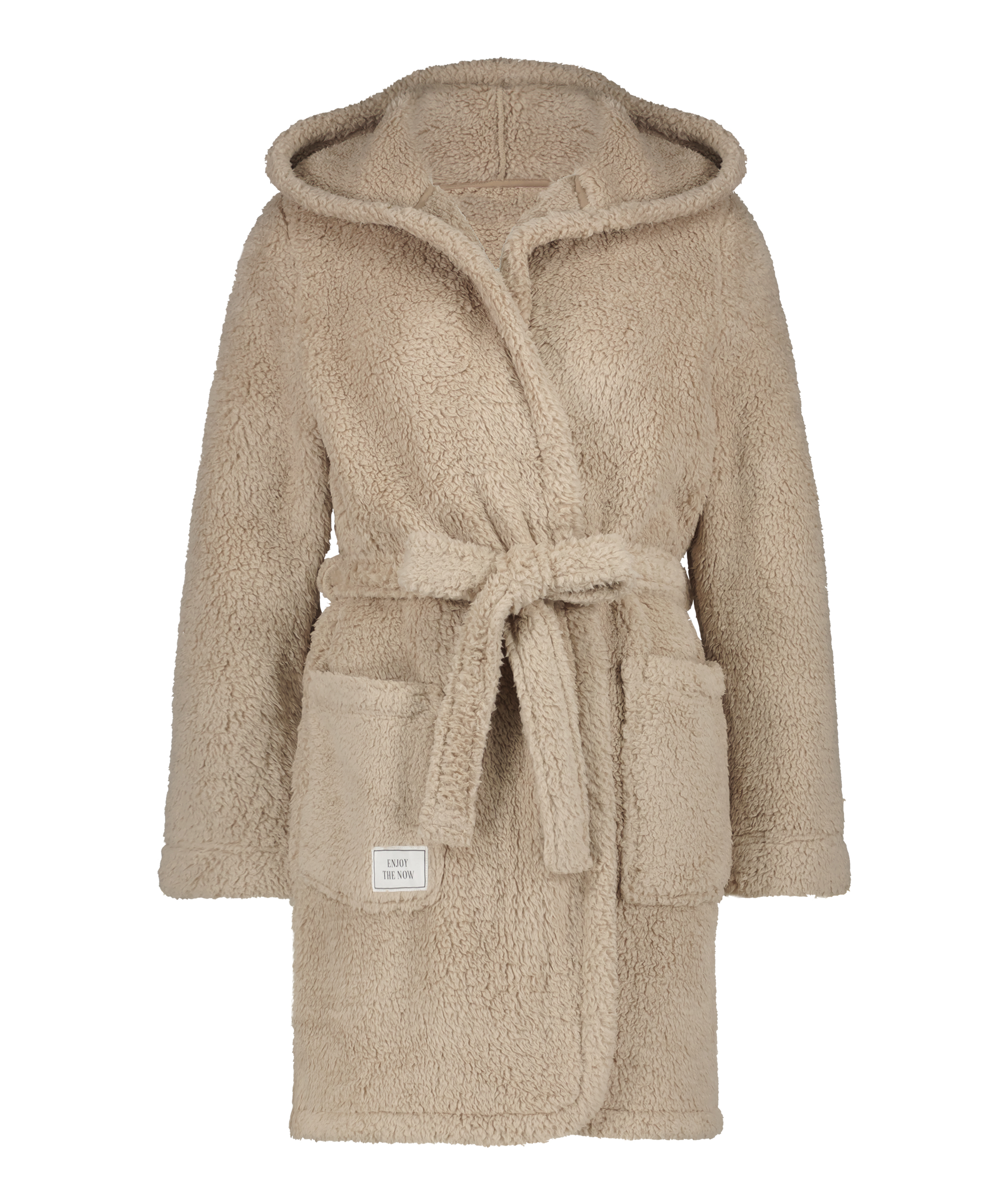 Fleece Bathrobe, Beige, main