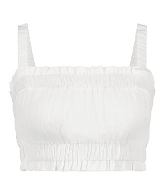 Ruched Crop Top, White