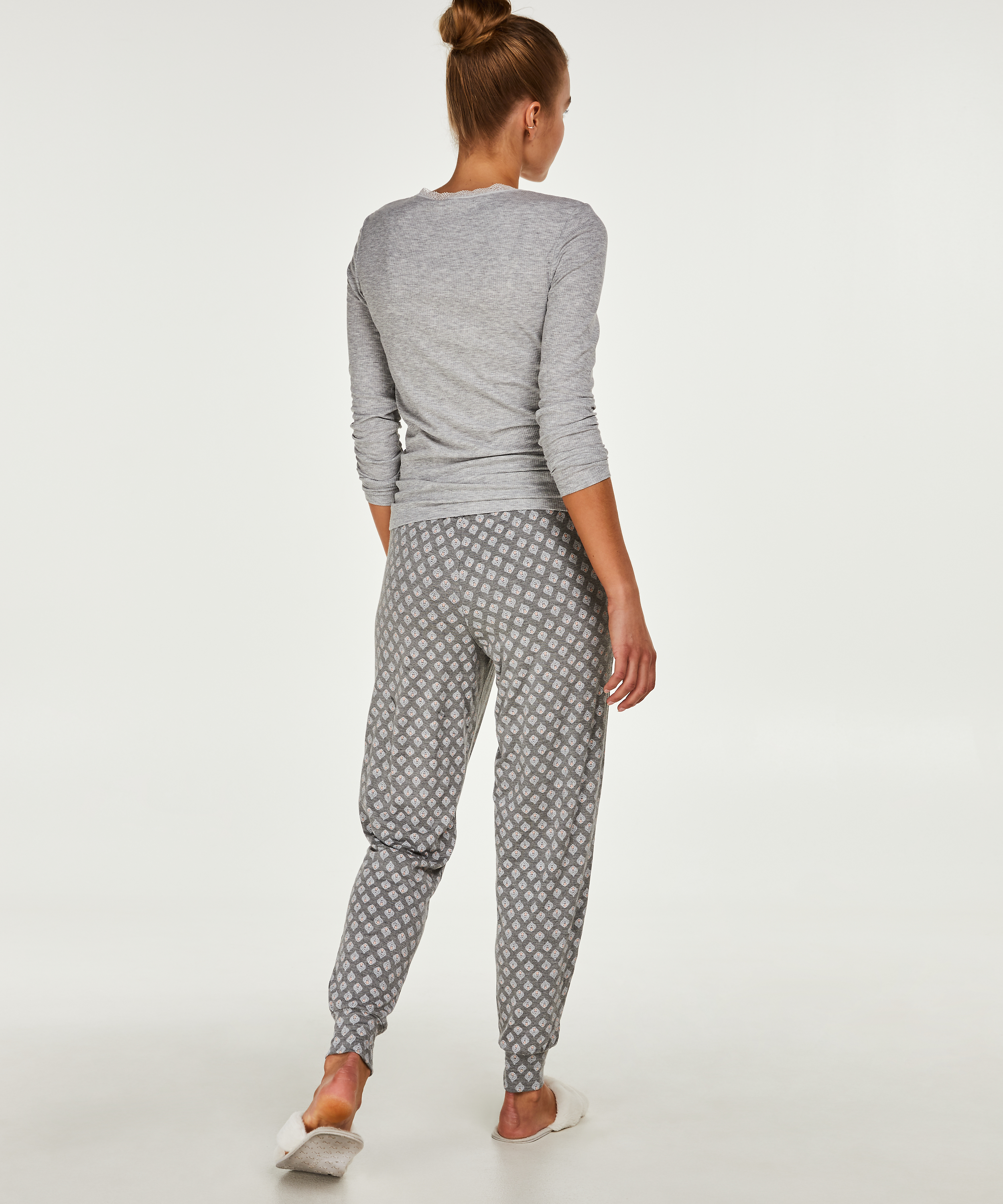 LS ribbed top R-neck, Grey, main