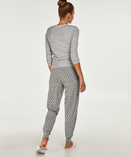 LS ribbed top R-neck, Grey