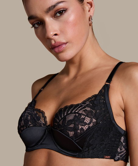 Poppy Padded Underwired Bra, Black