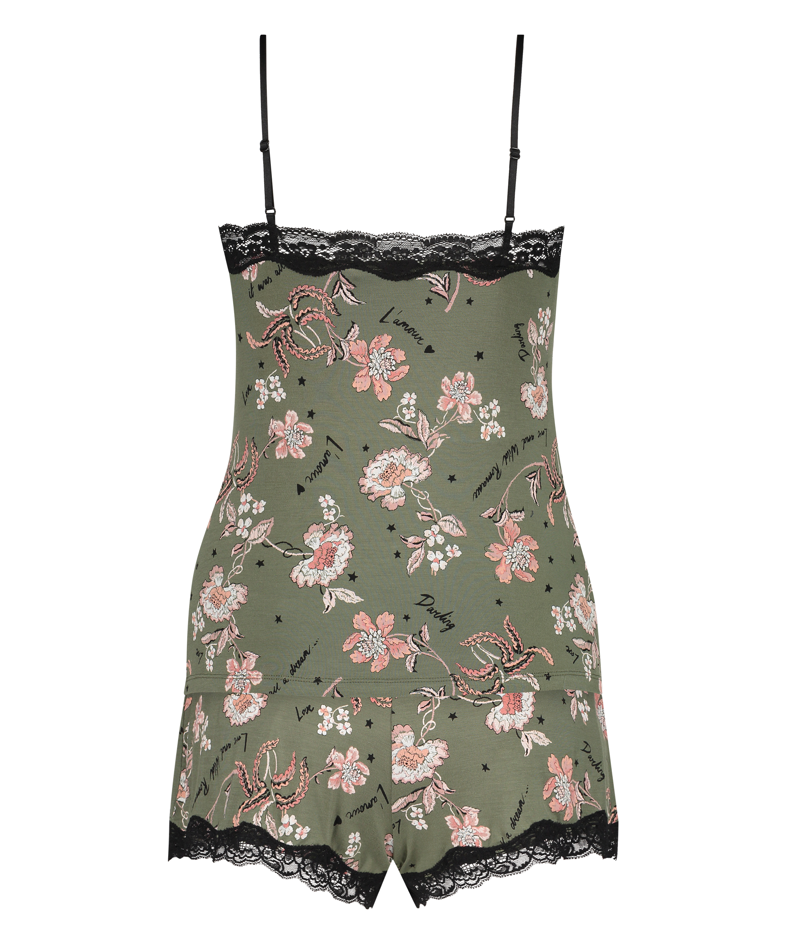 Flower Words Pajama Set, Green, main