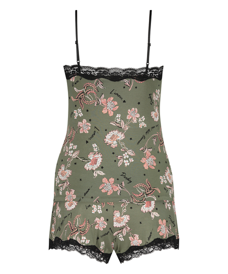 Flower Words Pajama Set, Green