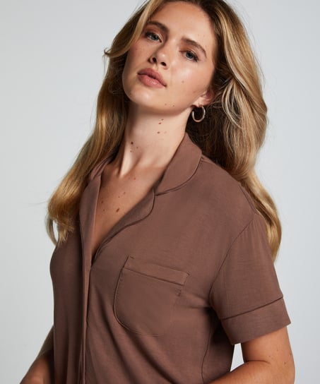 Essential Jersey Short-Sleeved Jacket, Brown