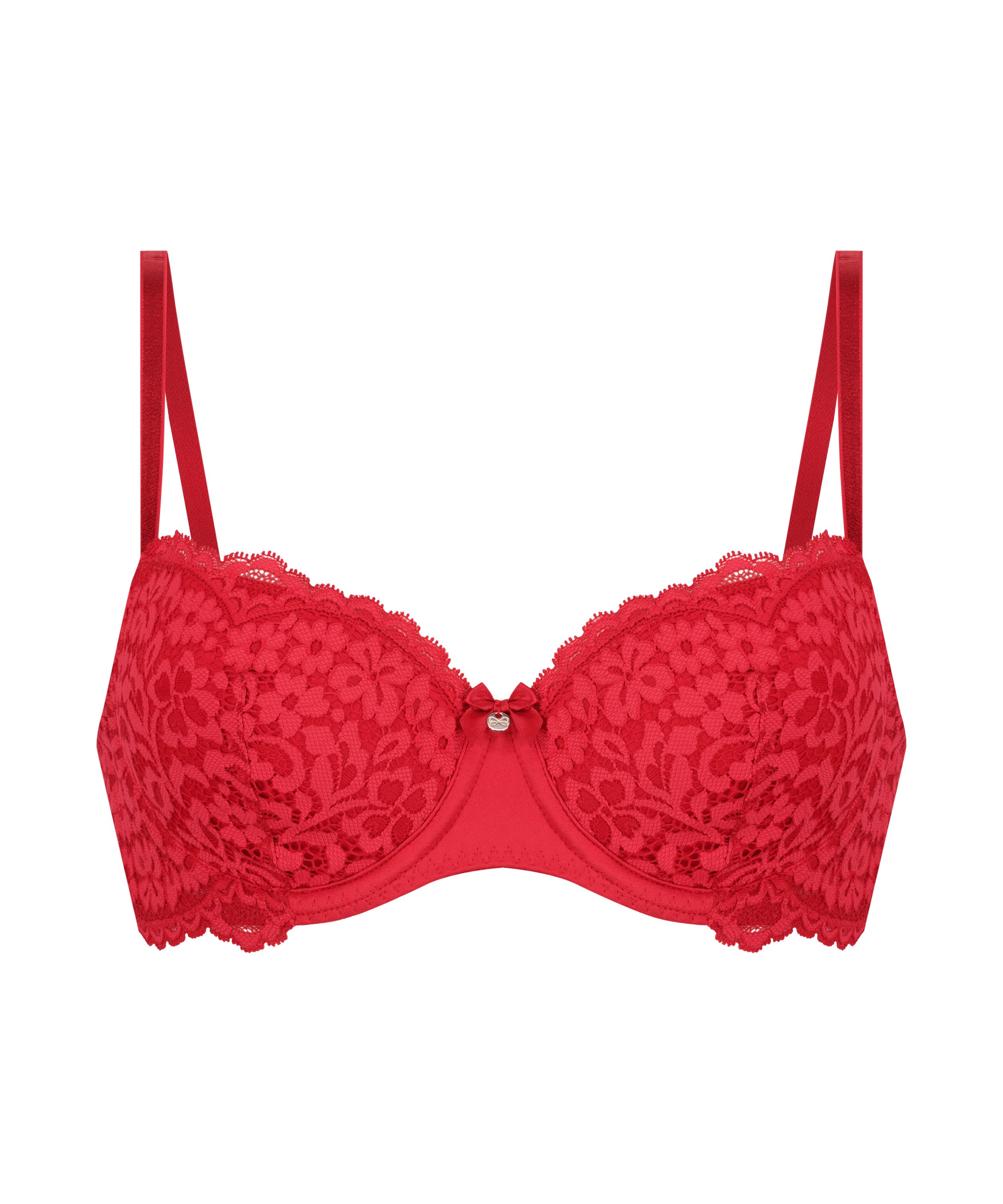 Rose Padded Underwired Bra, Red, main