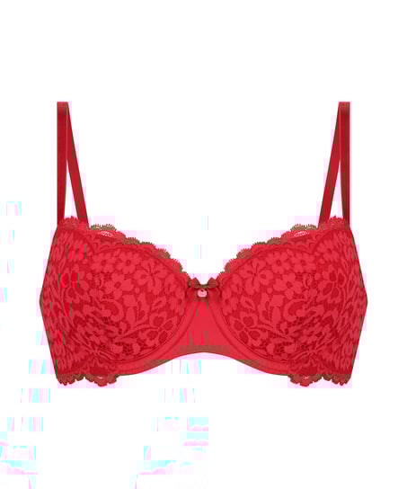 Rose Padded Underwired Bra, Red