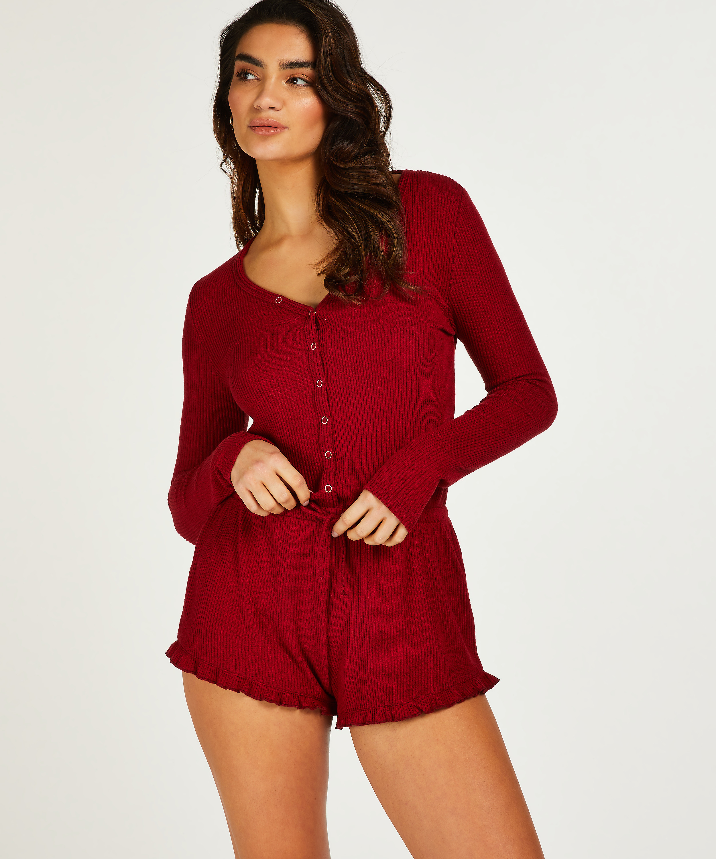 Brushed Short Onesie, Red, main