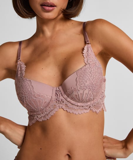 Essie Padded Underwired Longline Bra, Purple