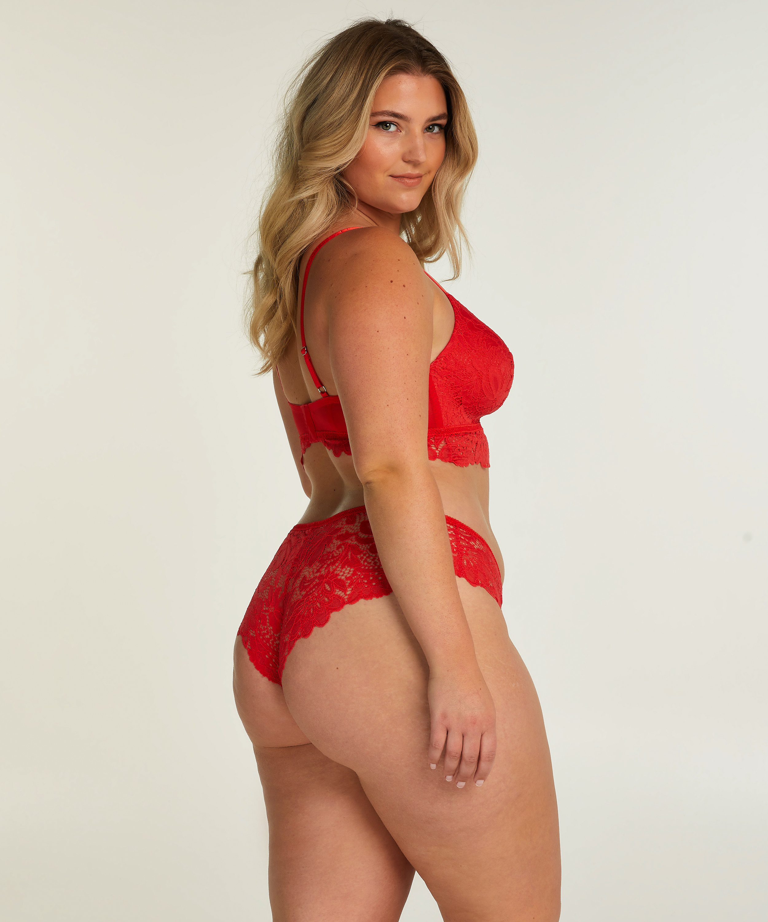 Shiloh Padded Non-wired Longline Bra, Red, main