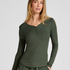Longsleeved Pyjama Top Henley, Green