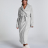 Long Fleece Bathrobe, Grey