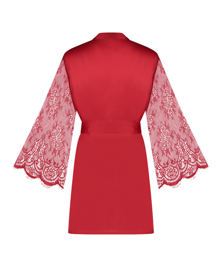 Satin Lace Kimono, Red