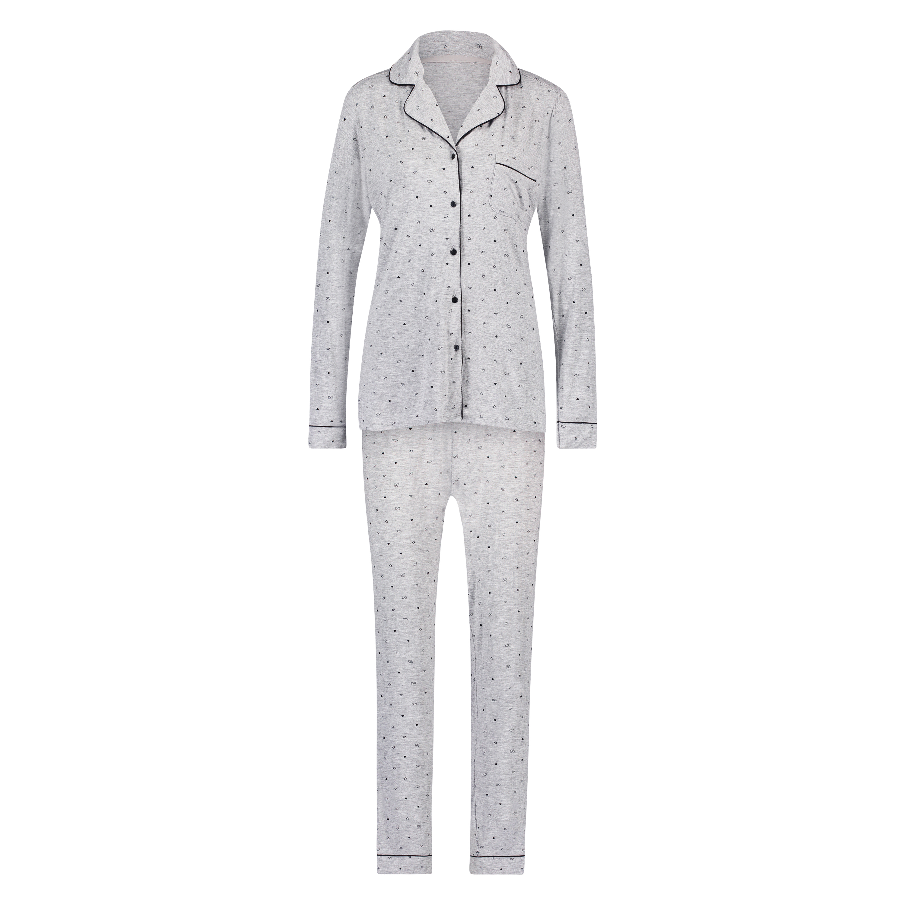 Long Pajama Set, Grey, main