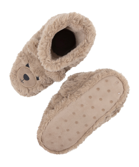 Slippers Teddy Bear, Beige