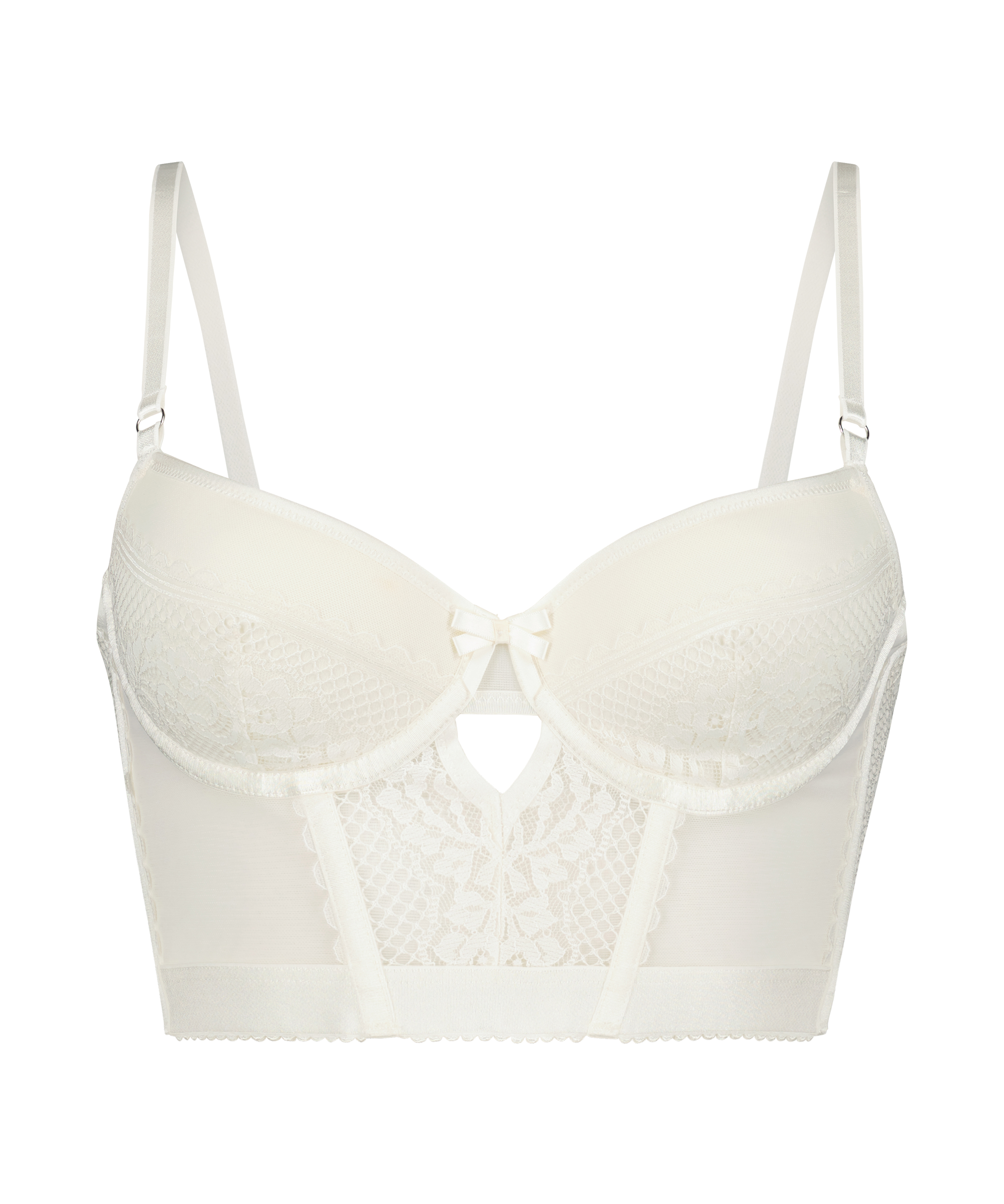 Malika padded longline underwired bra, White, main