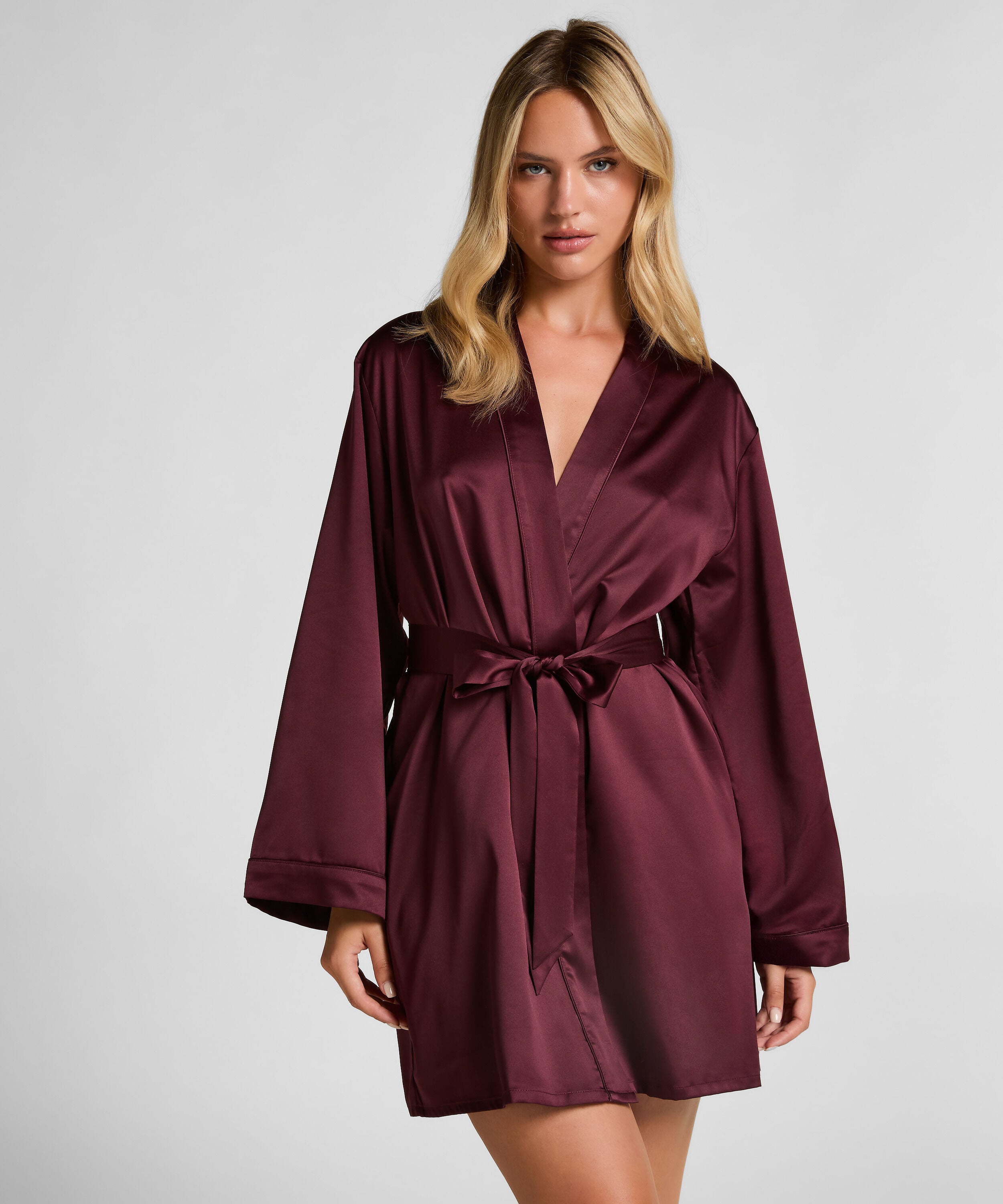 Satin Kimono, Red Satin Kimono, Red