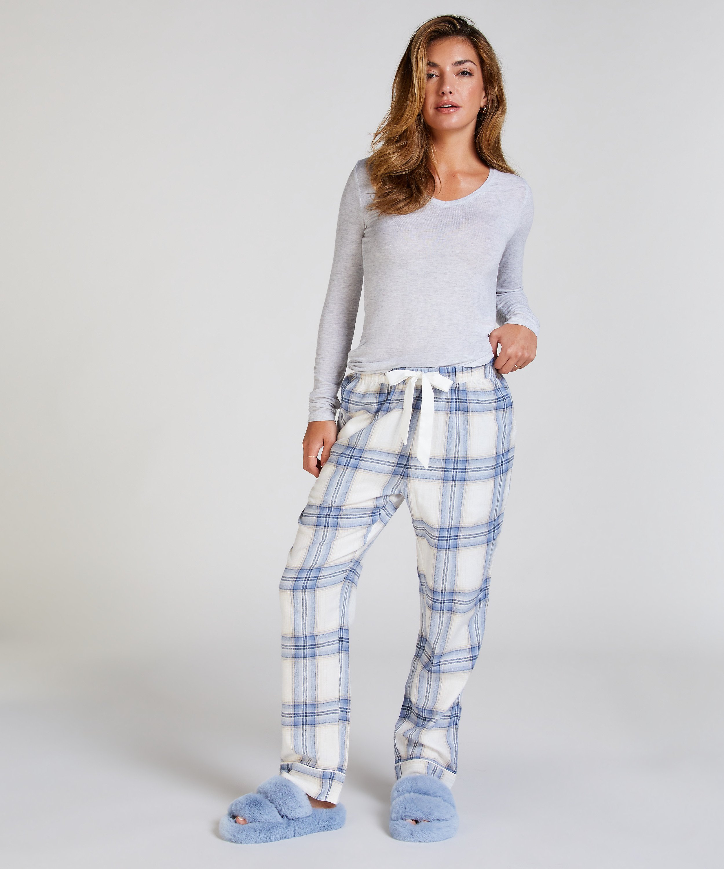 Long-Sleeved Pyjama Top, Grey, main