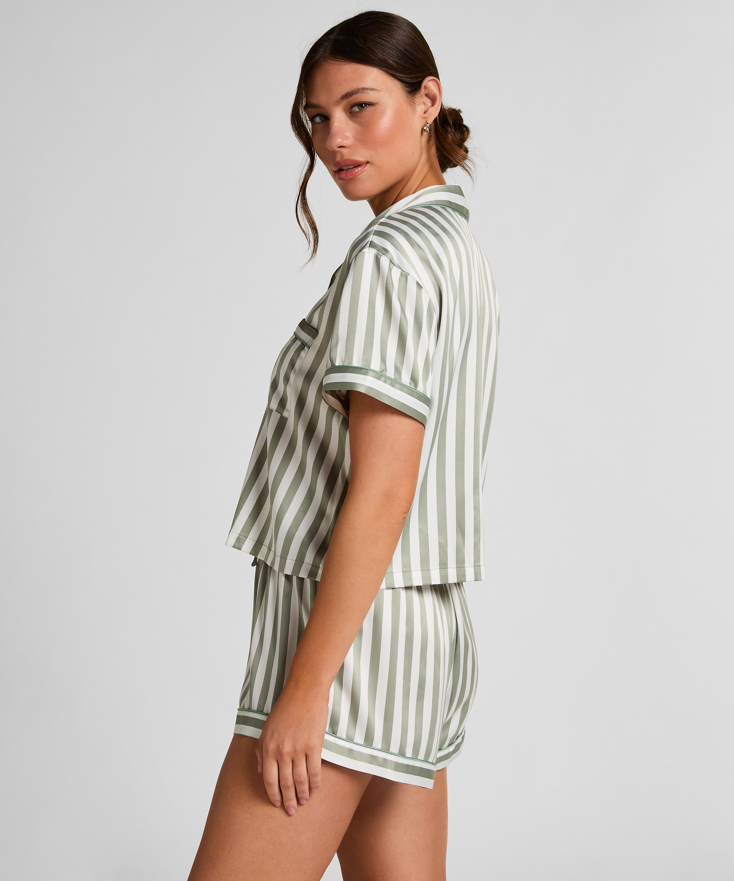 Satin Pyjama Set, Green, main