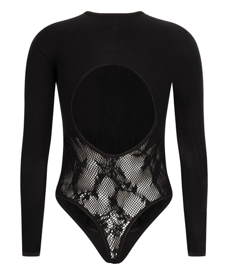Floral Longsleeved Body, Black