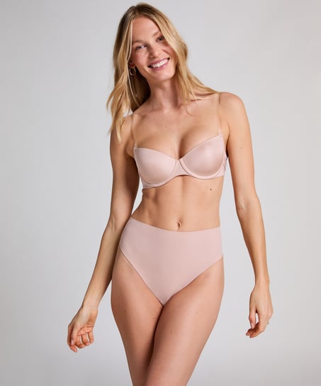 Transparent Back Padded Underwired Bra, Beige