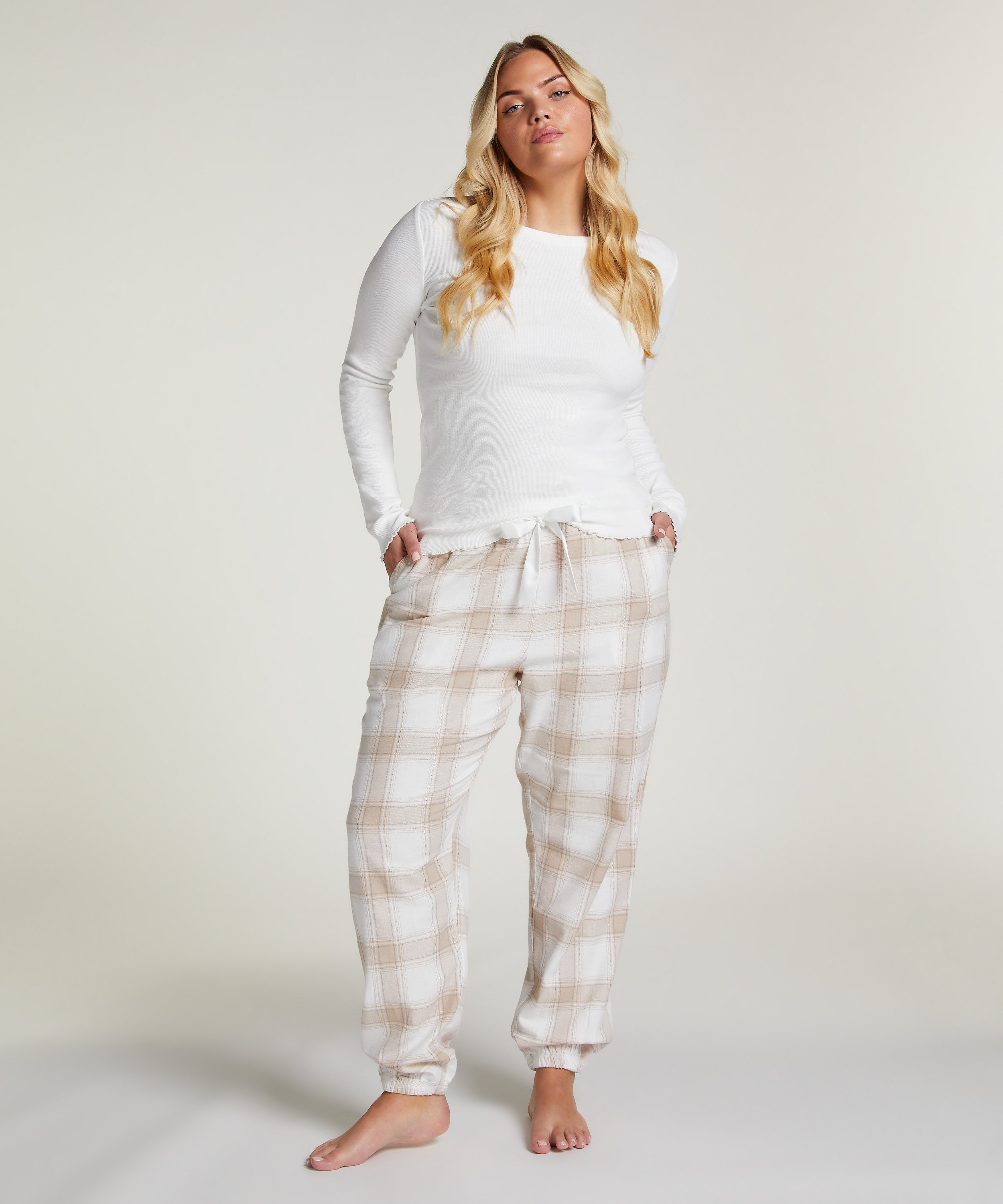 Long-Sleeved Pyjama Top, White, main