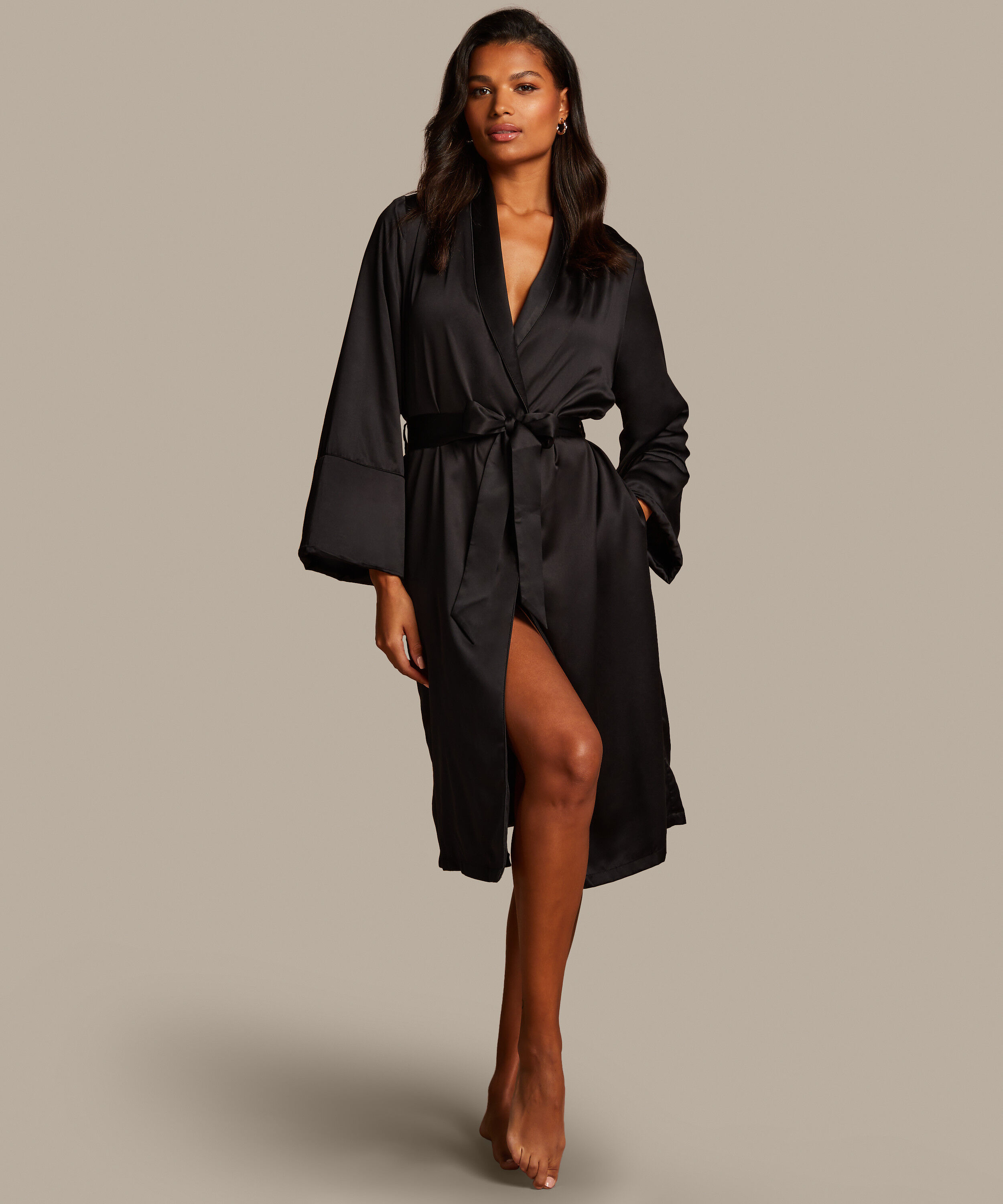 Letter Embroidered Belted Satin Robe | Night gown dress, Satin dressing gown,  Bridesmaid robes black
