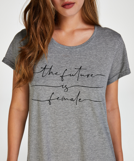 Round Neck Nightshirt, Grey