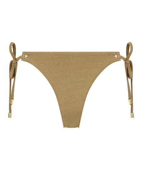 Goldie Shimmer Cheeky Tanga Bikini Bottoms, Yellow