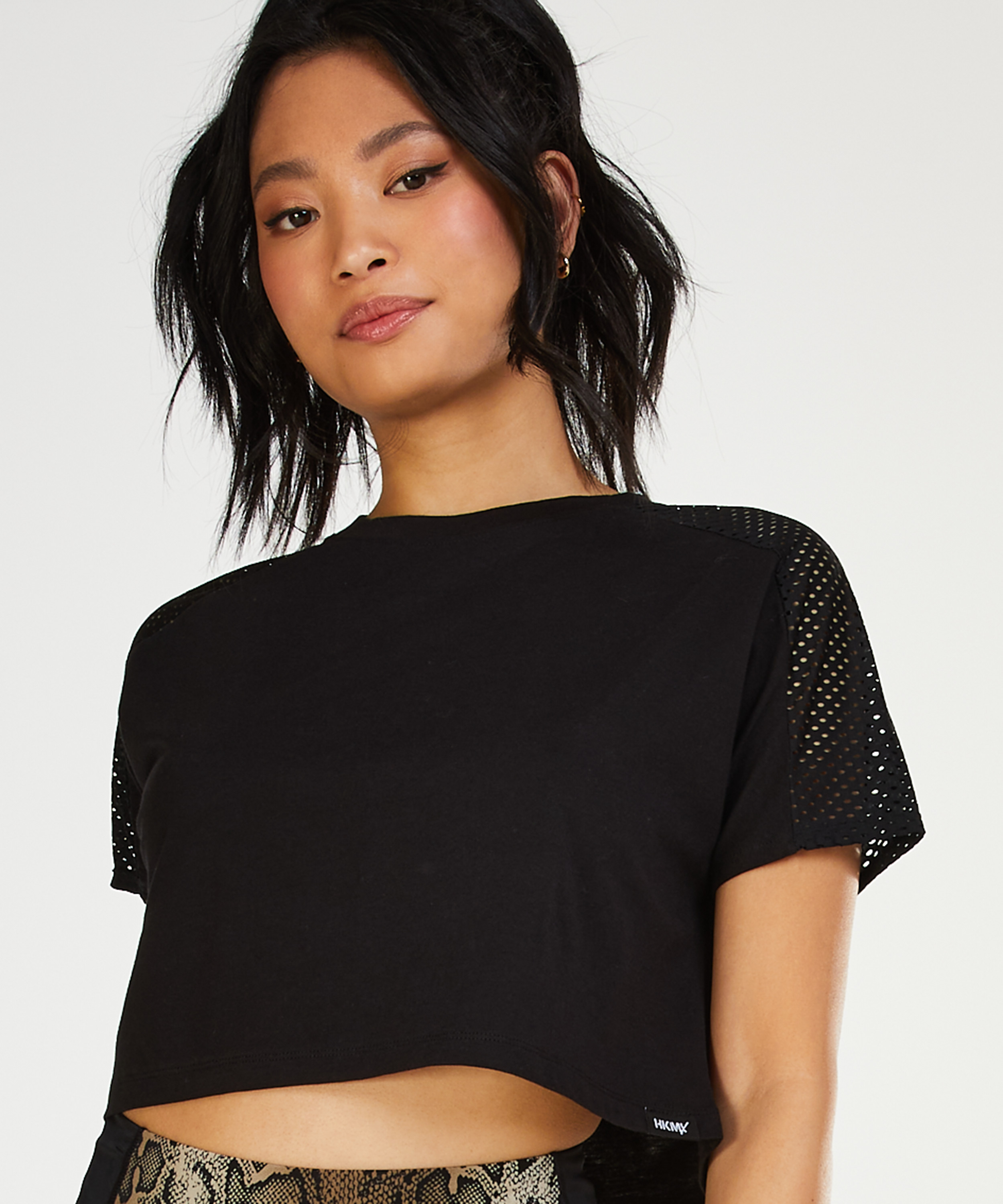 HKMX Crop Top Mesh, Black, main