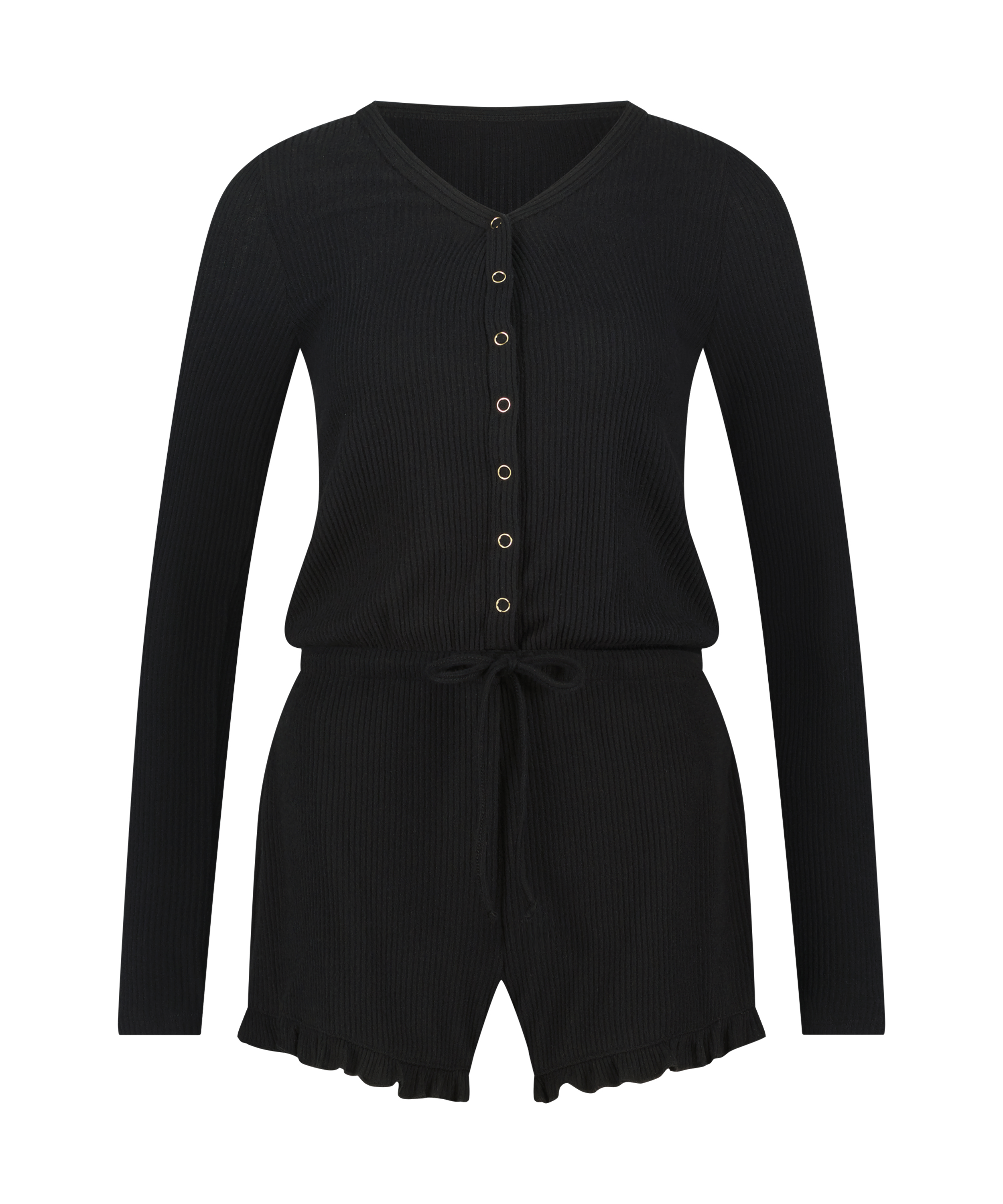 Brushed Short Onesie, Black, main