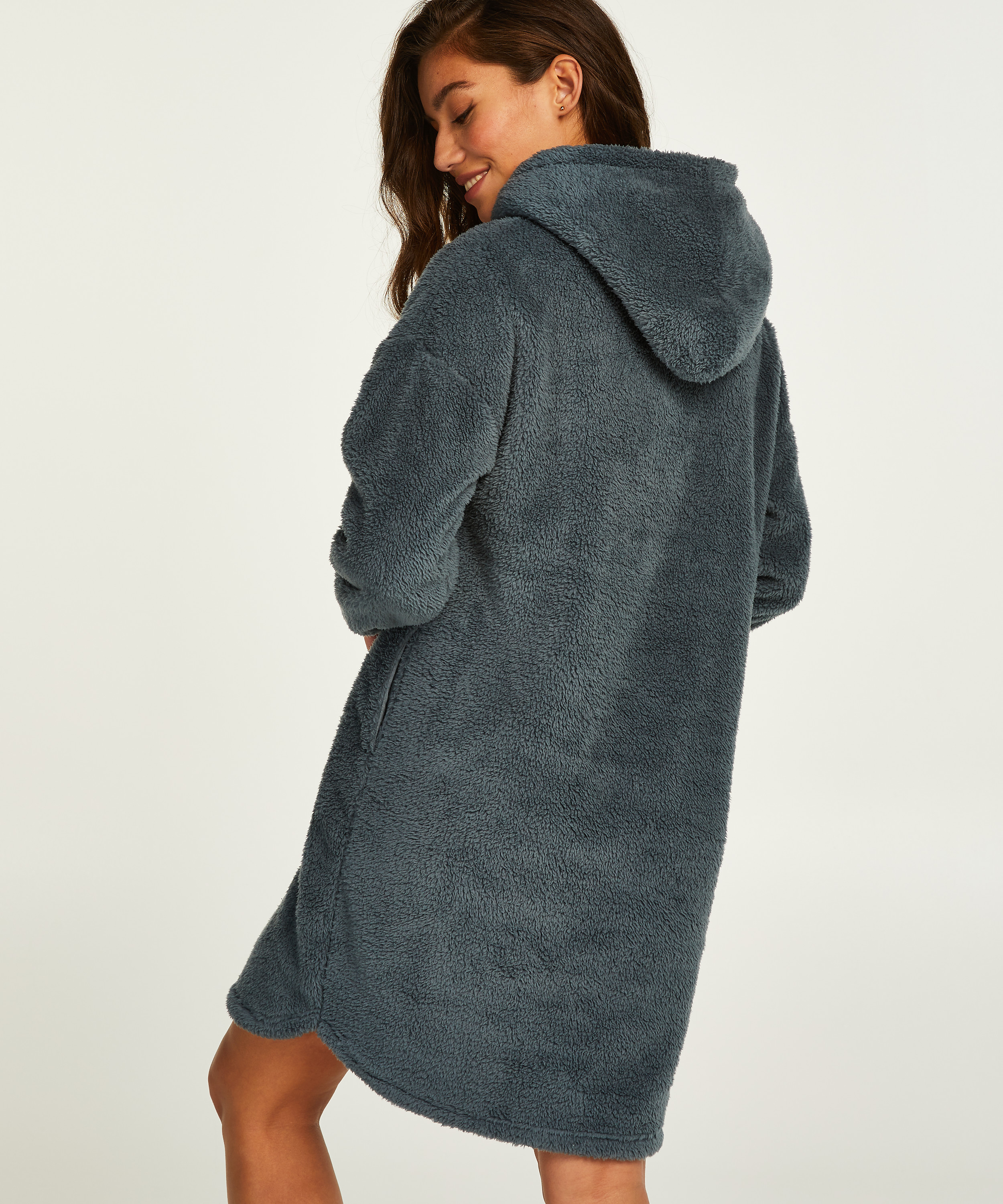 Snuggle Fleece Lounge Dress, Blue, main