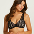 Malika half padded cup underwired bra, Black