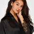Satin Lace Kimono, Black