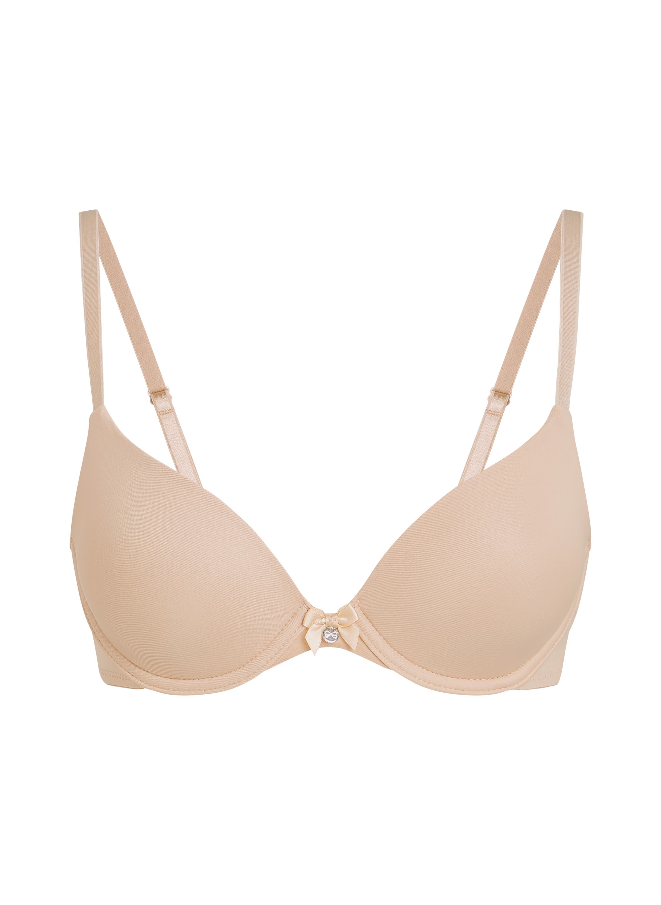 Plunge Padded Underwired Bra, Beige, main