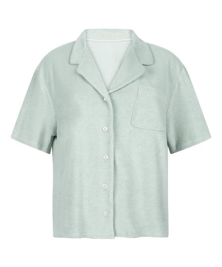 Towel Texture Button-Up Shirt, Green