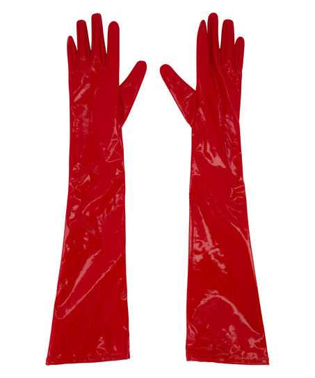 Faux Leather Gloves, Red