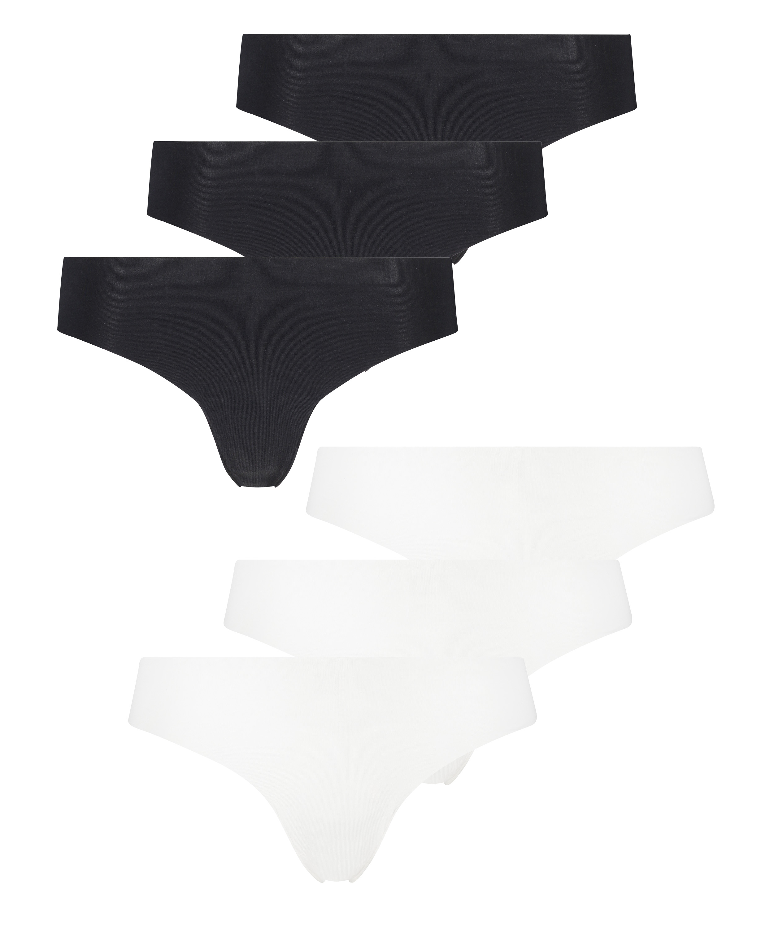 6 Pack Invisible Thongs, White, main